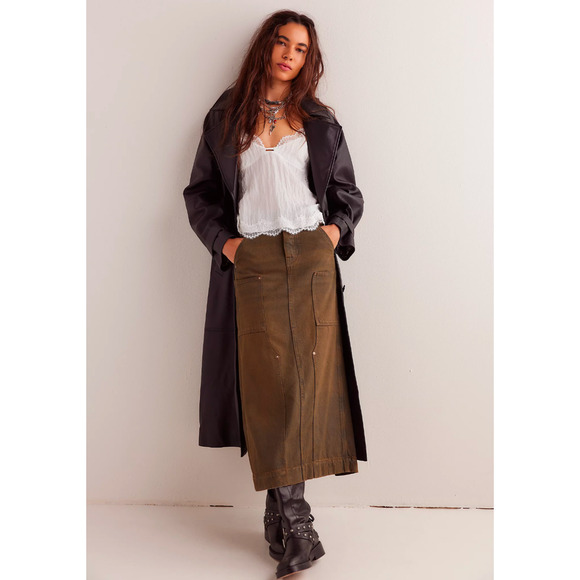 Free People Dresses & Skirts - NWT Free People We The Free Harmonica Coated Denim Mid-rise Maxi Skirt, size 29